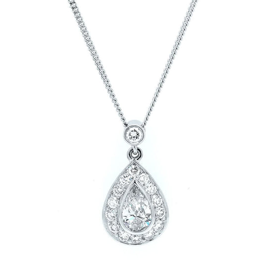 Jewellery 18ct White Gold Pear Shaped Diamond Cluster Necklace