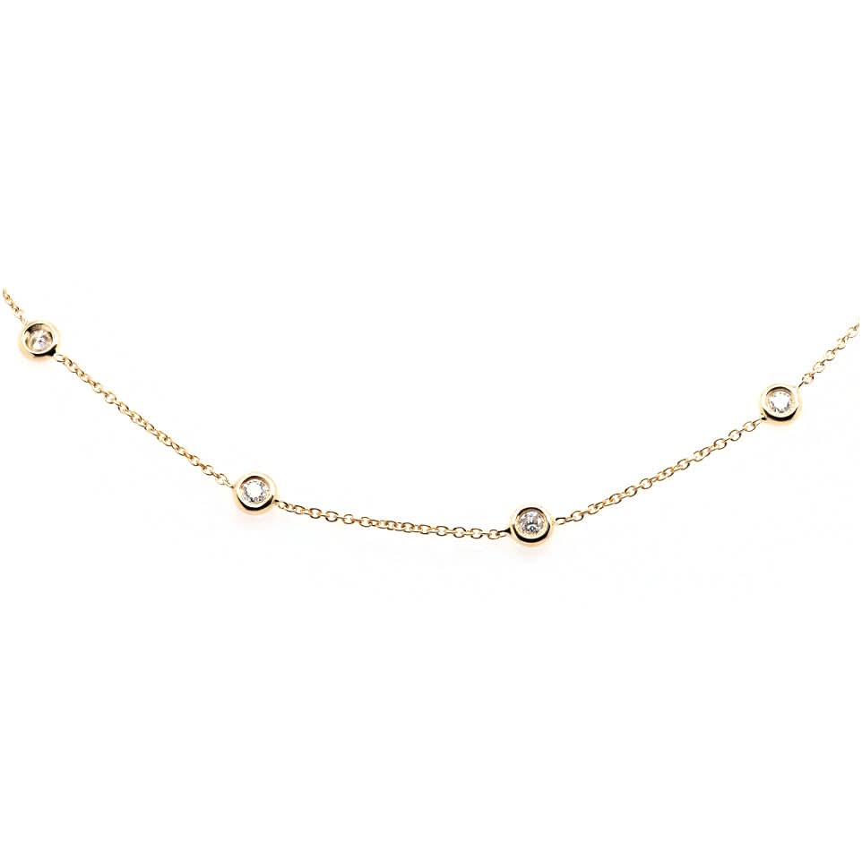 18ct Yellow Gold Chain Bracelet with Five Diamonds