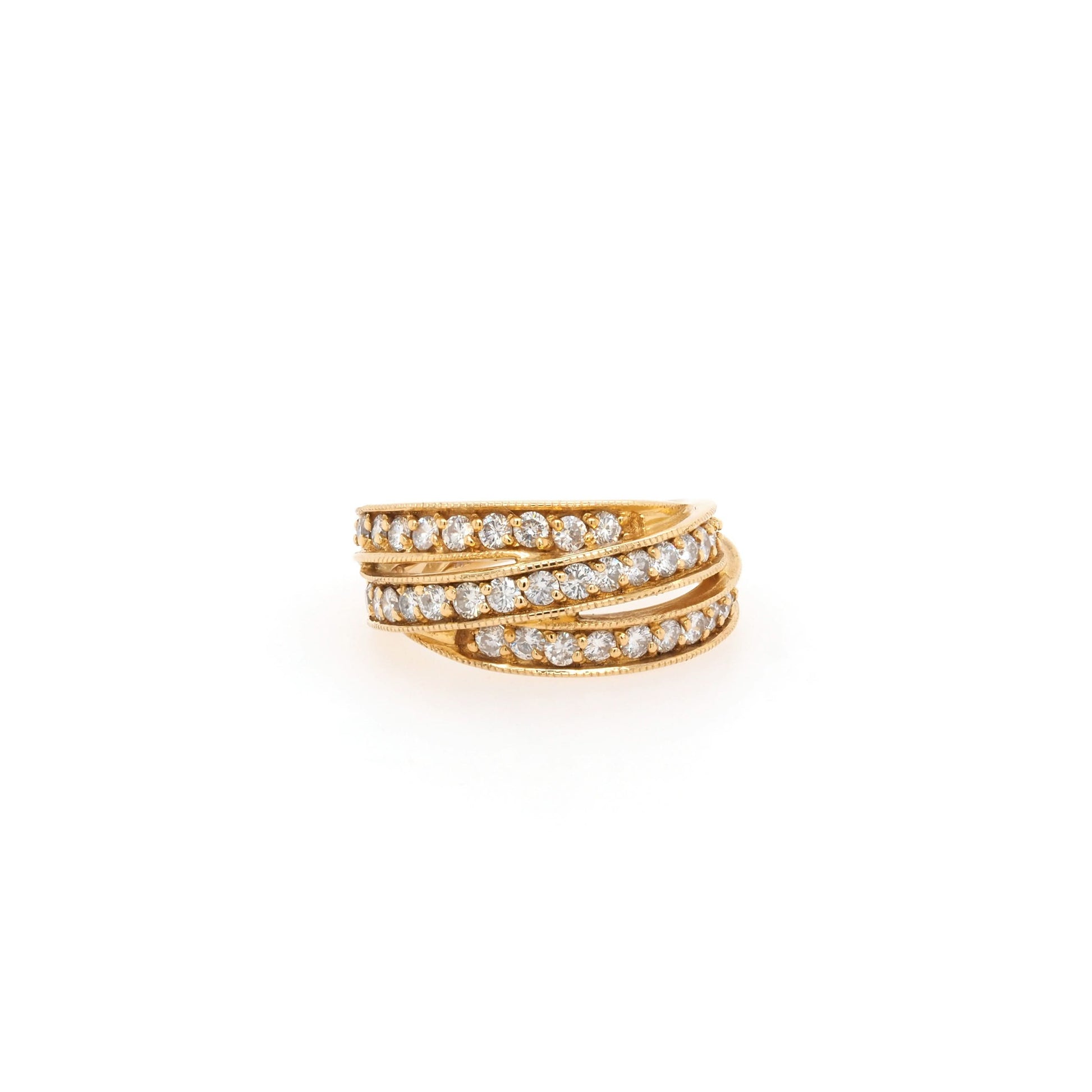 Jewellery 18ct Yellow Gold Channel-Set Diamond Triple Band Ring