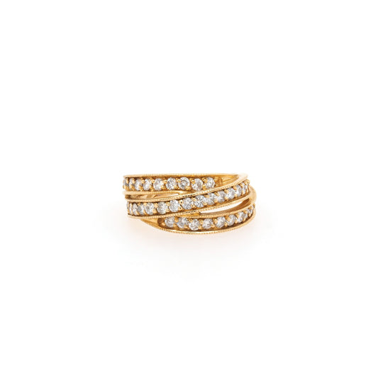 Jewellery 18ct Yellow Gold Channel-Set Diamond Triple Band Ring