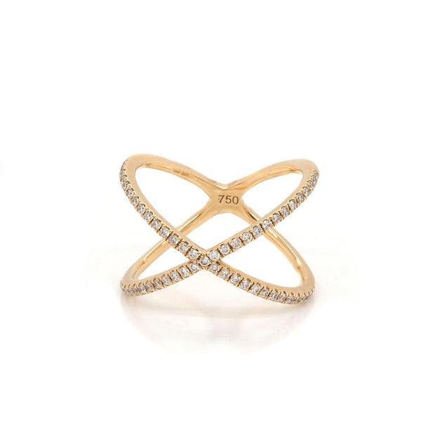 Jewellery 18ct Yellow Gold Diamond Double Cross Eternity Ring