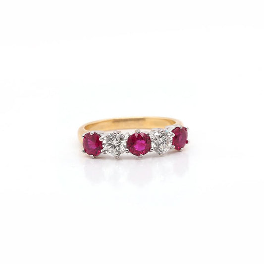 18ct Yellow Gold Ruby and Diamond 5 Stone Engagement Ring