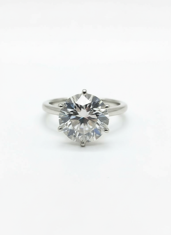3.81ct Brilliant Cut Diamond Solitaire Engagement Ring in 18ct White Gold