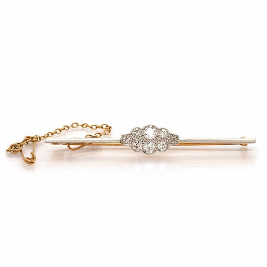 A Gold, Platinum and Diamond Bar Brooch