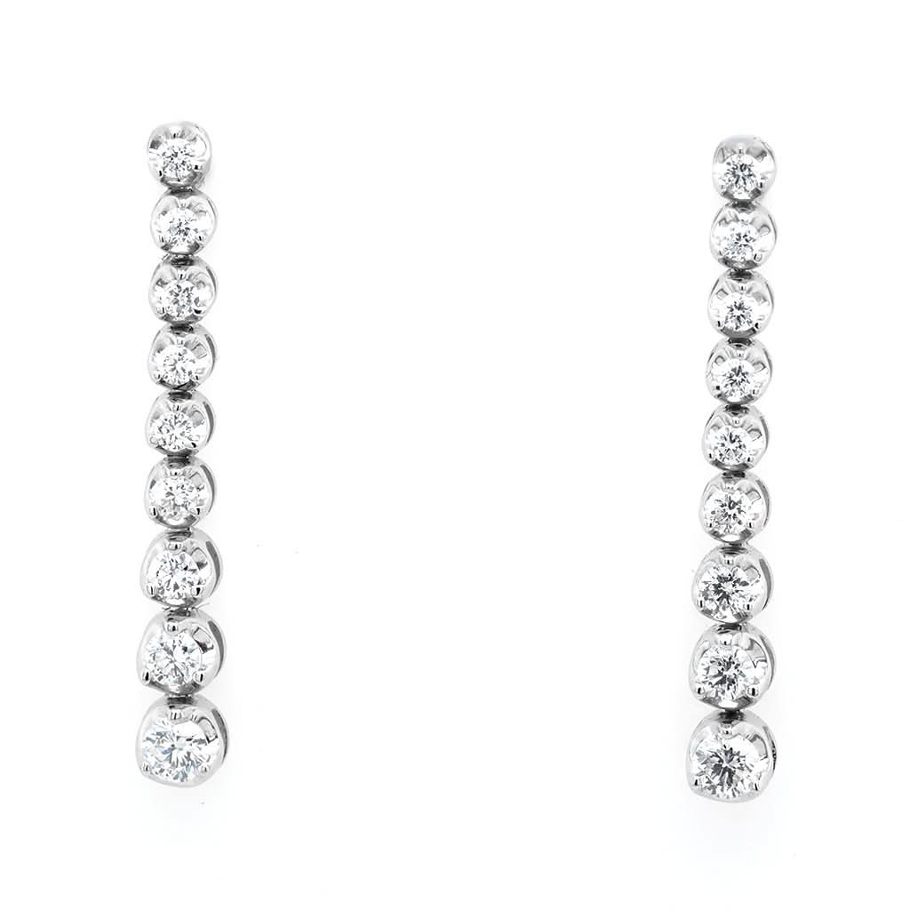 A Pair of 18 Carat White Gold, Diamond Long Drop Earrings