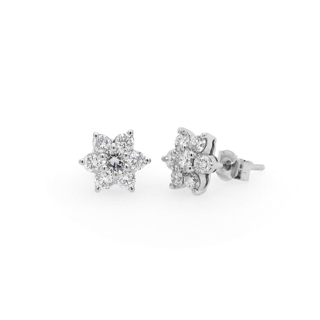 A Pair of Platinum Diamond Flower Earrings