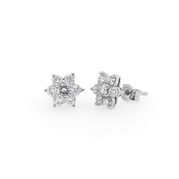 A Pair of Platinum Diamond Flower Earrings