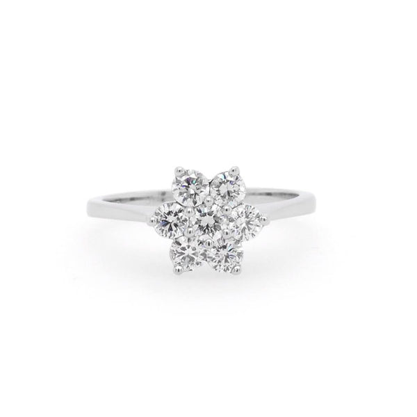 Jewellery A Platinum Diamond Flower Cluster Ring