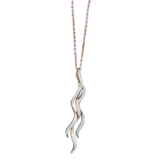 An 18ct rose and white gold and diamond 3 strand pendant