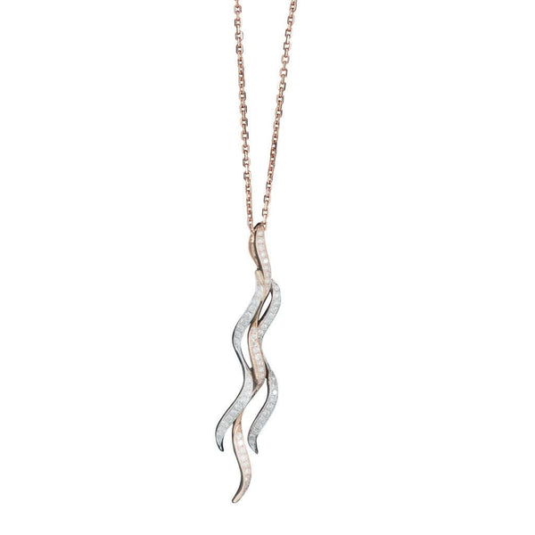 An 18ct rose and white gold and diamond 3 strand pendant