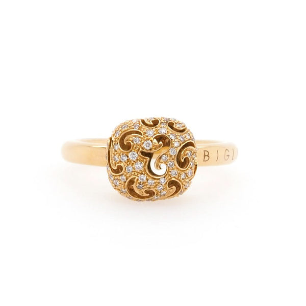 Jewellery An 18ct Rose Gold Pierced Diamond-Set Ring