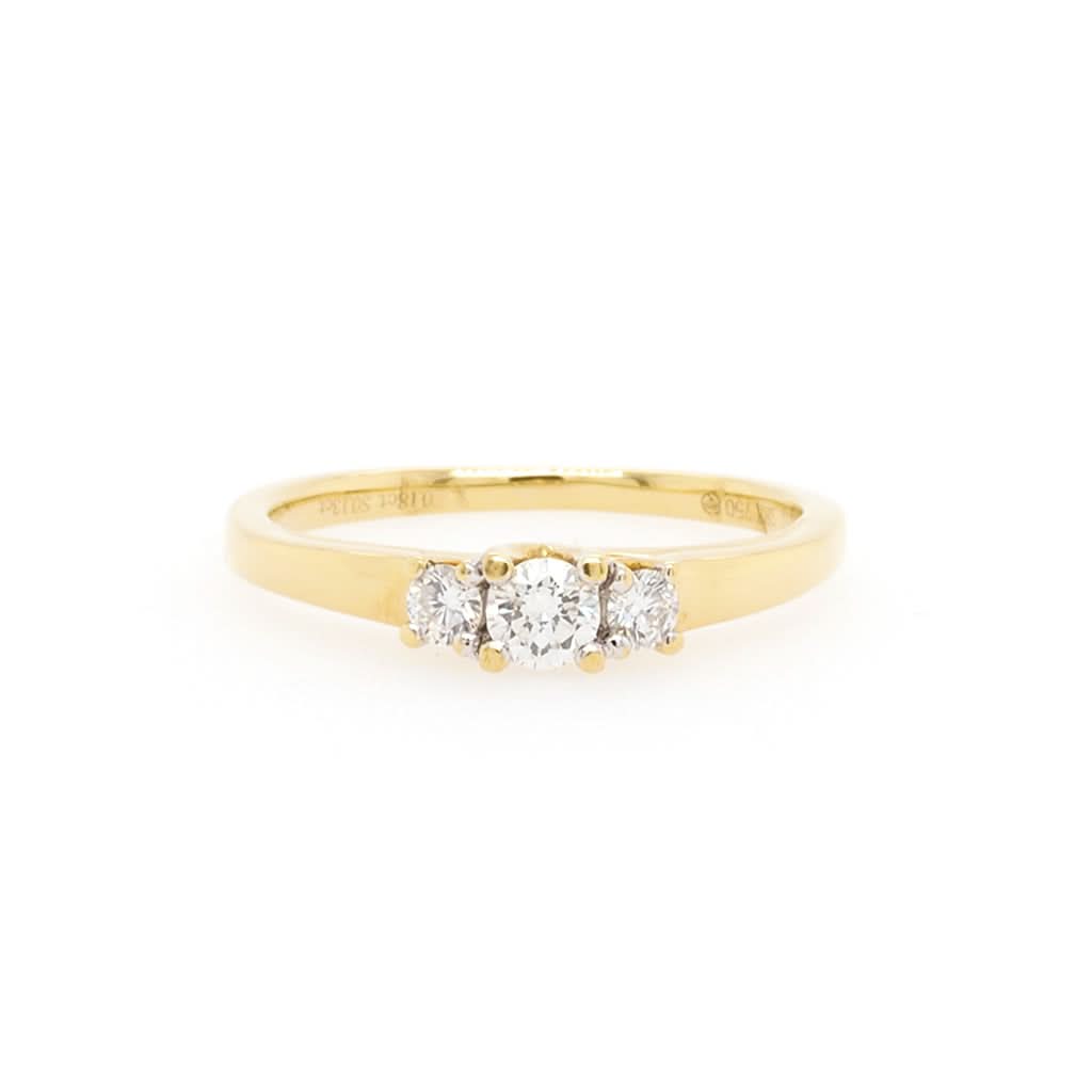 An 18 Carat Yellow Gold Three-Stone Diamond Engagement Ring