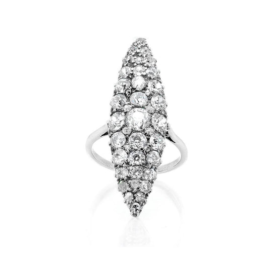 Jewellery An Early 19th Century 18ct White Gold Marquise Diamond Cluster Ring