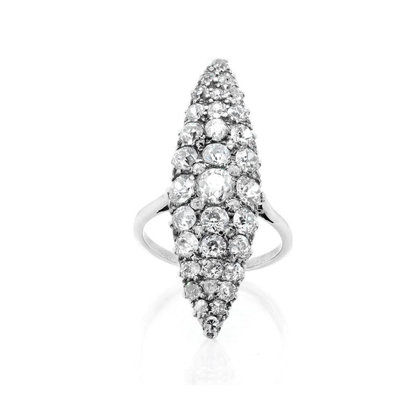 Jewellery An Early 19th Century 18ct White Gold Marquise Diamond Cluster Ring