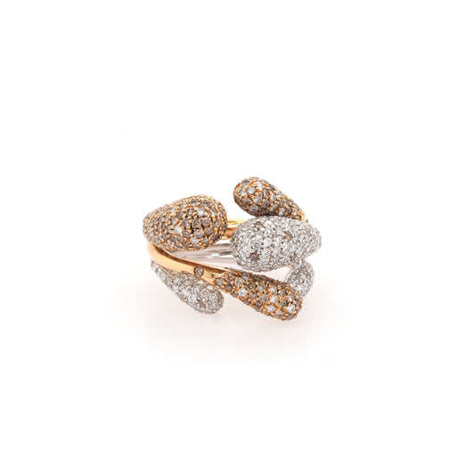 Jewellery Favero 18ct White and Rose Gold Diamond-Set Snake Ring