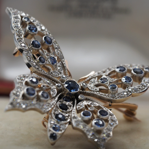 Jewellery Incredible Saphire and Diamond Butterfly Brooch Circa 1880