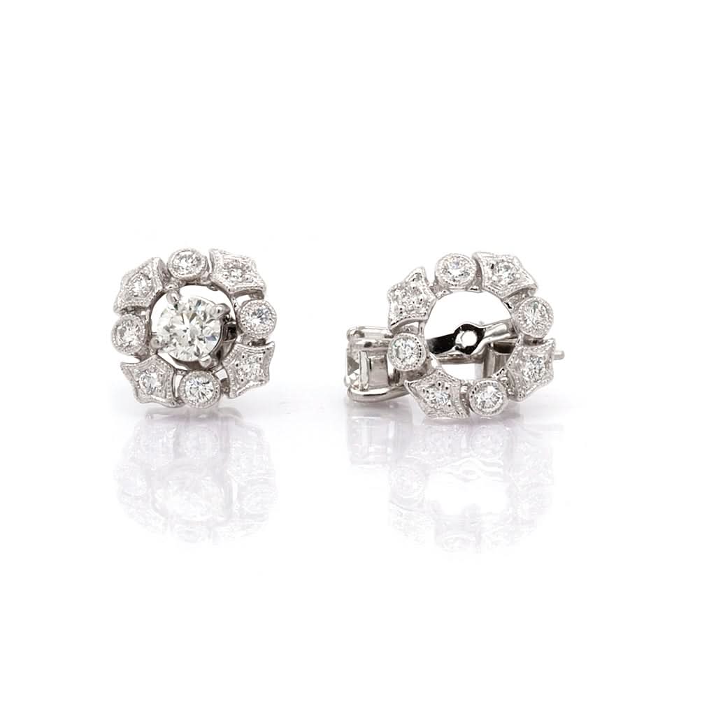 Jewellery Pair of 18ct White Gold and Diamond Collars for Diamond or Pearl Stud Earrings
