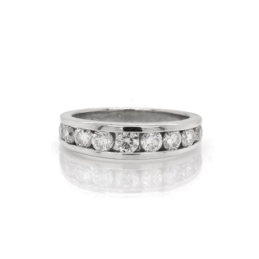 Jewellery Platinum Channel-Set Diamond Half Eternity Ring, 1.0cts