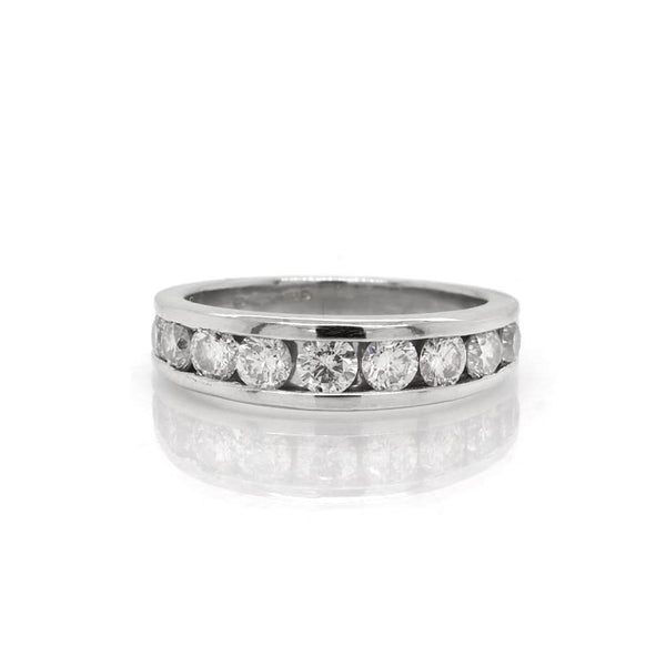 Jewellery Platinum Channel-Set Diamond Half Eternity Ring, 1.0cts