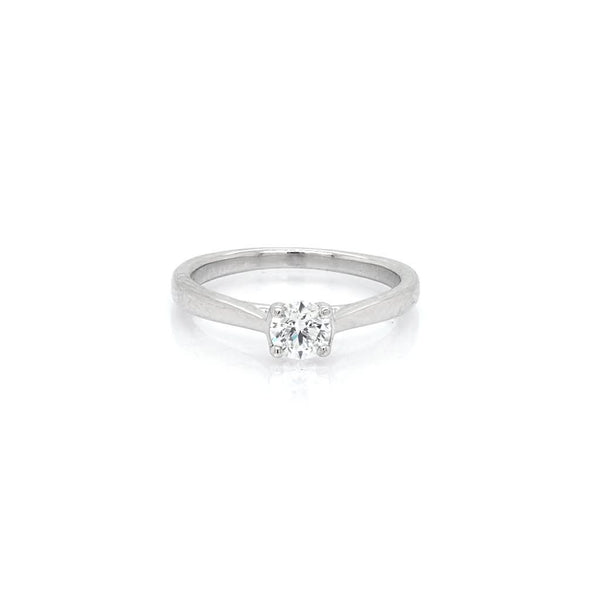Jewellery Platinum Claw Set Square Diamond Solitaire Ring with Diamond Set Shoulders
