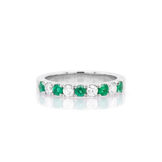 Jewellery Platinum Emerald and Diamond Half Eternity Ring