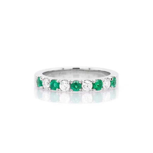 Jewellery Platinum Emerald and Diamond Half Eternity Ring