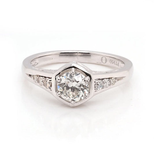 Platinum Geometric Art Deco Diamond Engagement Ring