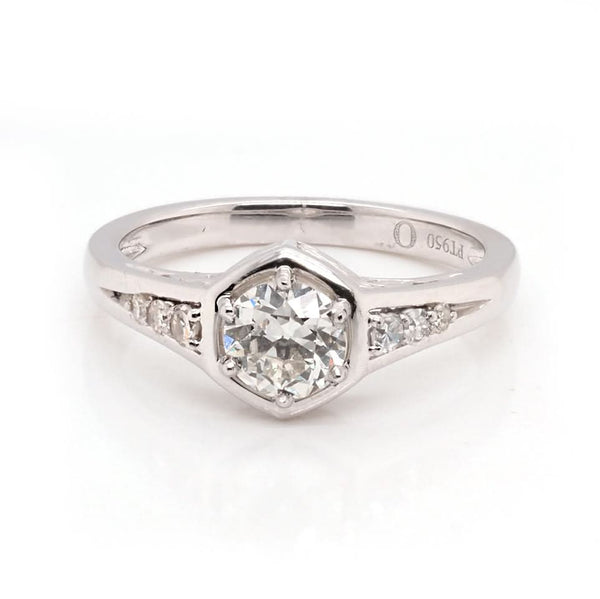Platinum Geometric Art Deco Diamond Engagement Ring