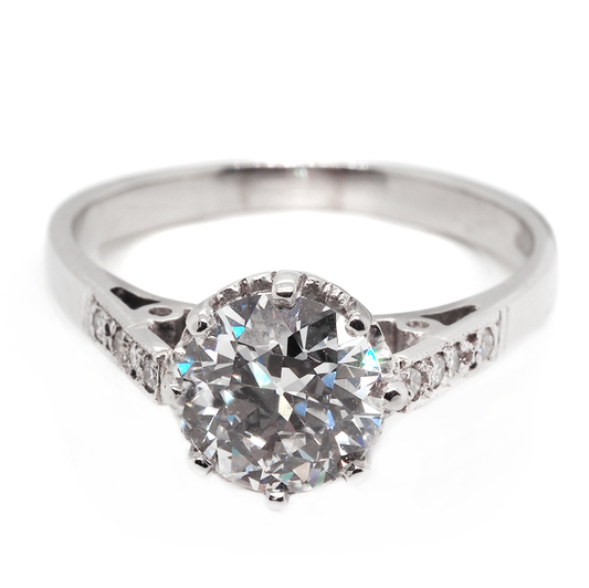 Jewellery Platinum Rare High Colour Old Mine Cut Diamond Solitaire Ring