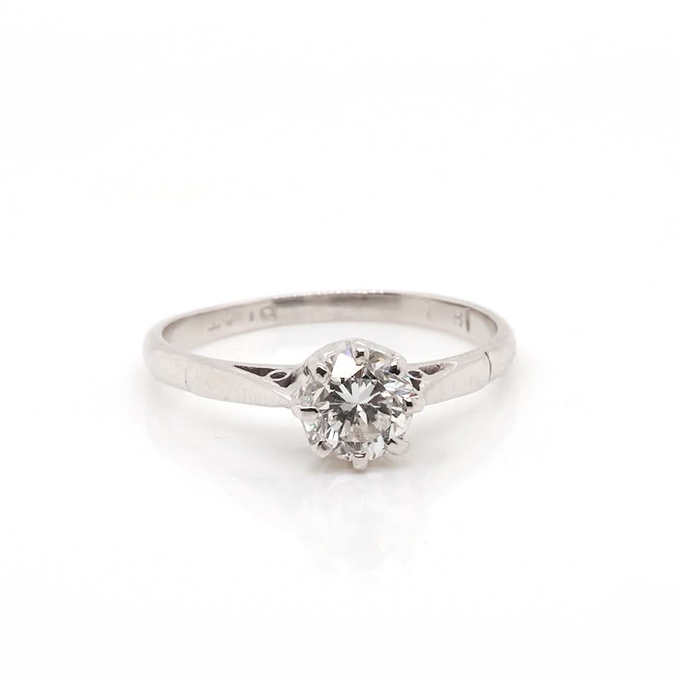 A single stone solitaire diamond ring in platinum