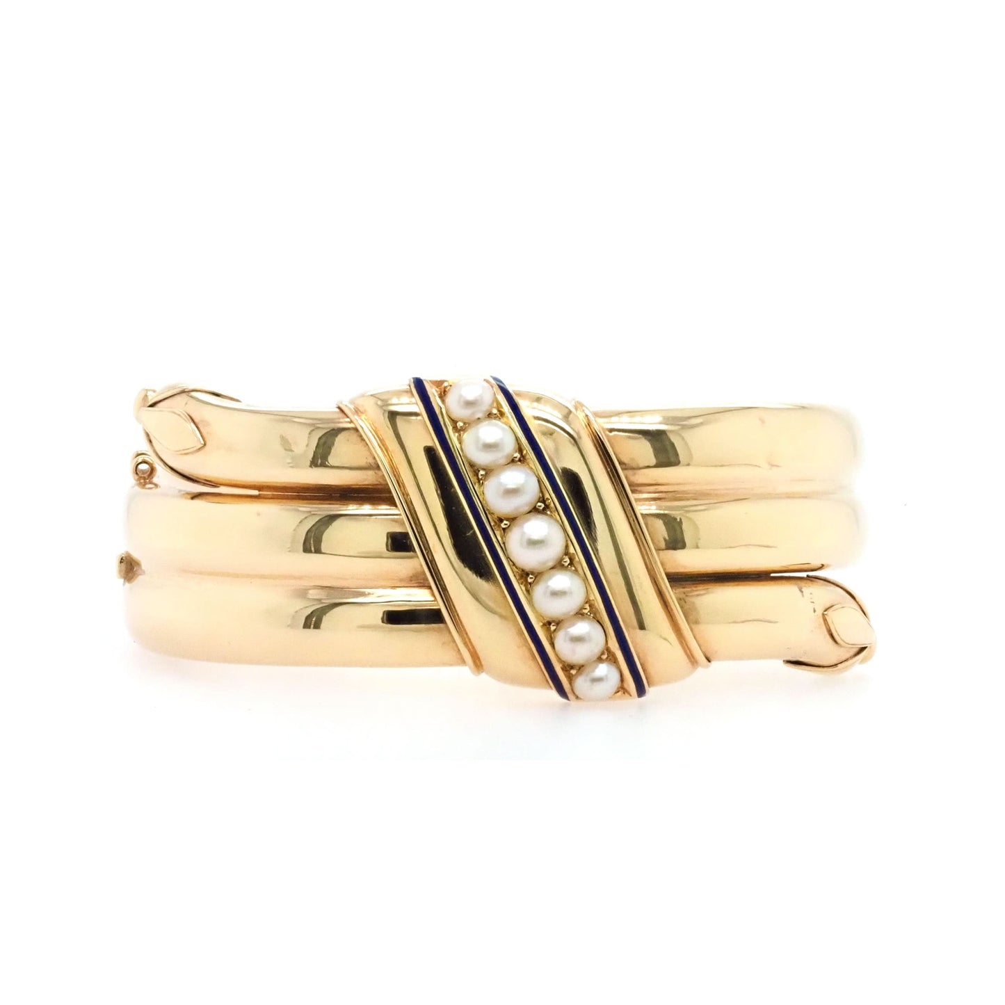 Jewellery Victorian Yellow Gold Pearl Bangle
