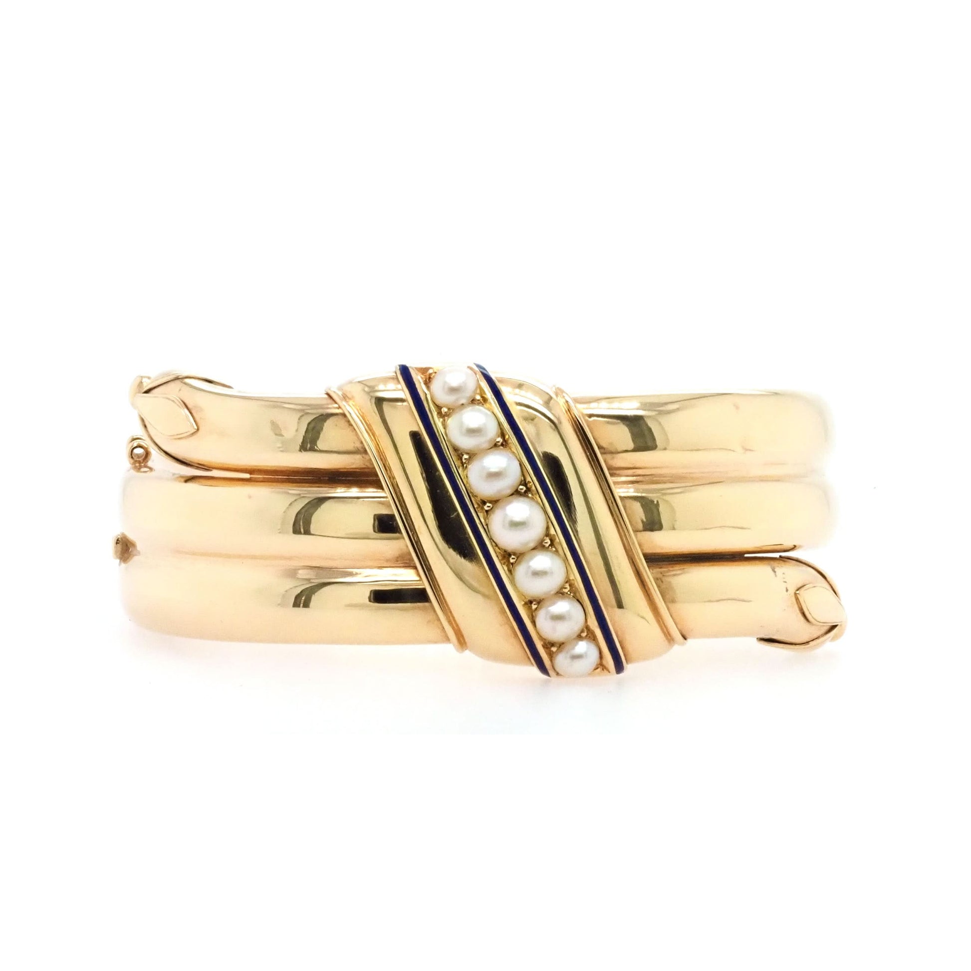 Jewellery Victorian Yellow Gold Pearl Bangle