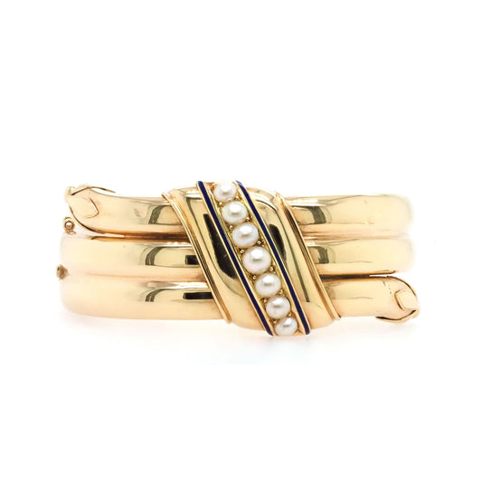 Jewellery Victorian Yellow Gold Pearl Bangle