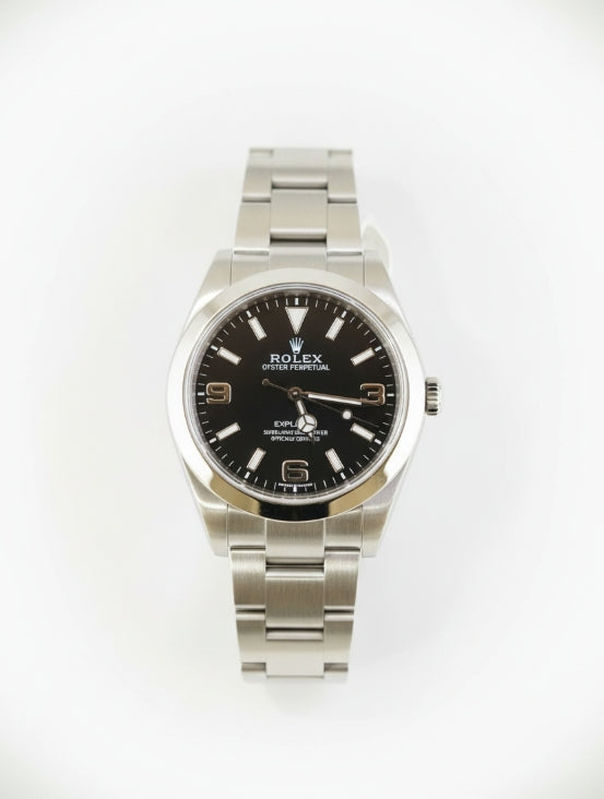 Rolex Explorer Watch in stainless steel with black dial