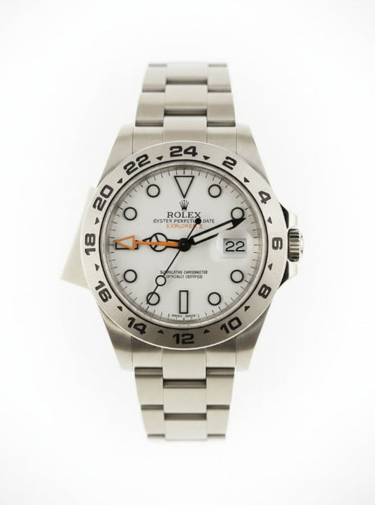 Rolex Oyster Perpetual Date Explorer II in stainless steel, white dial