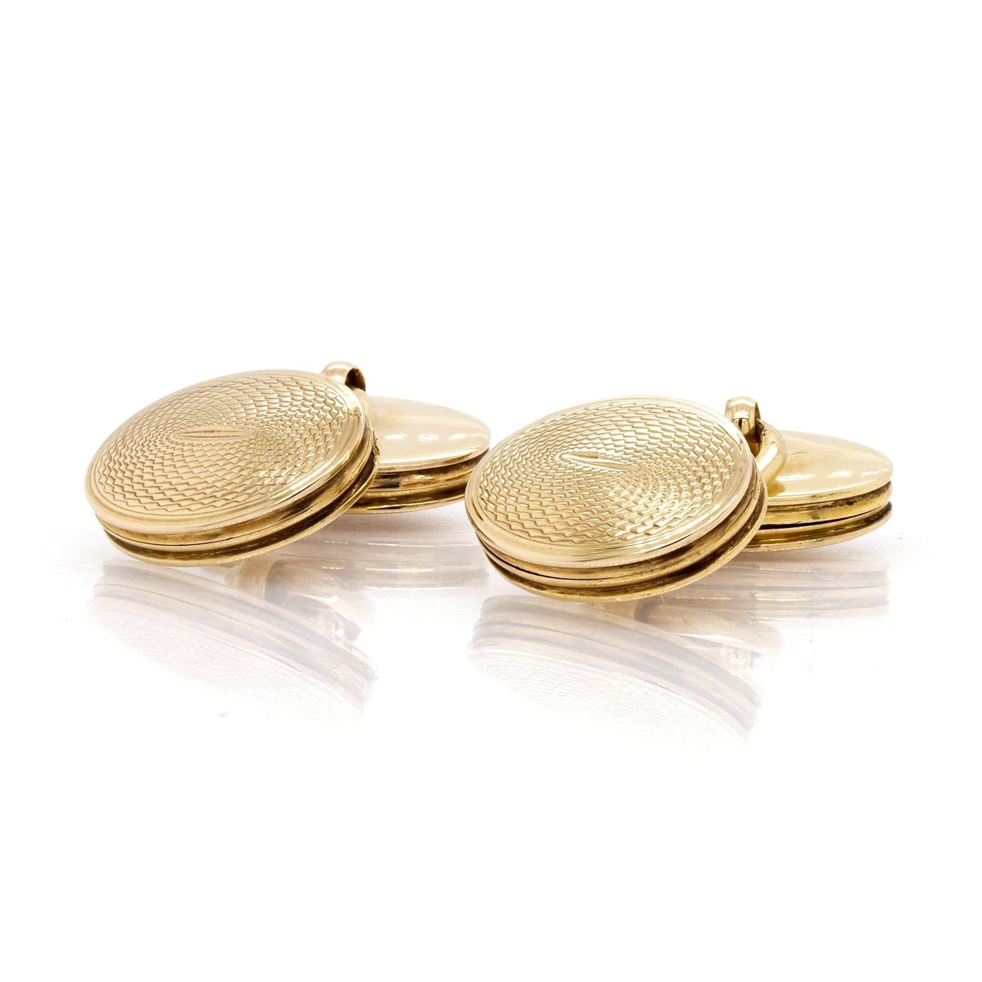 Antique 15 Carat Yellow Gold Oval Mourning Locket Cufflinks