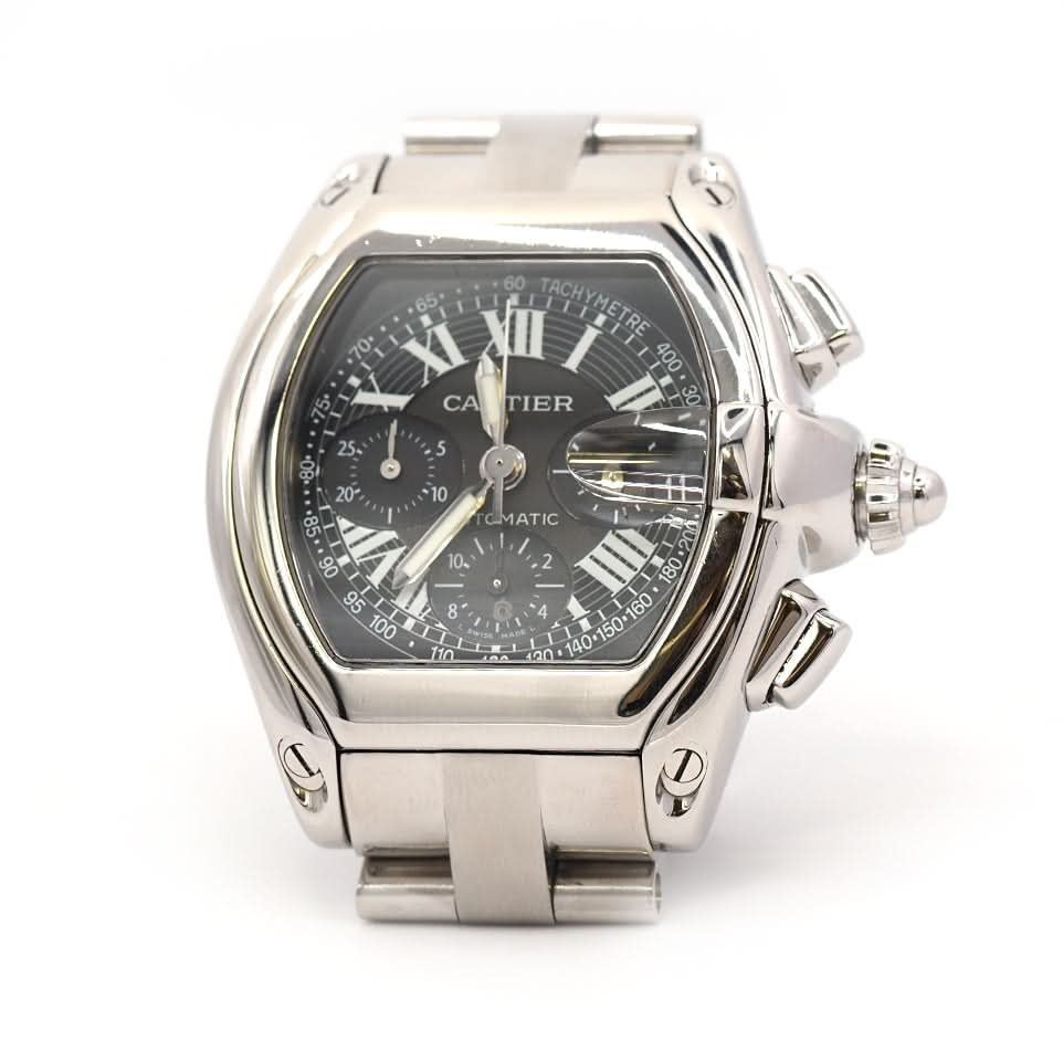 Cartier Roadster Stainless Steel Watch with black dial