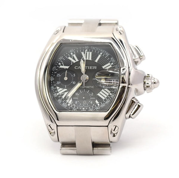 Cartier Roadster Stainless Steel Watch with black dial