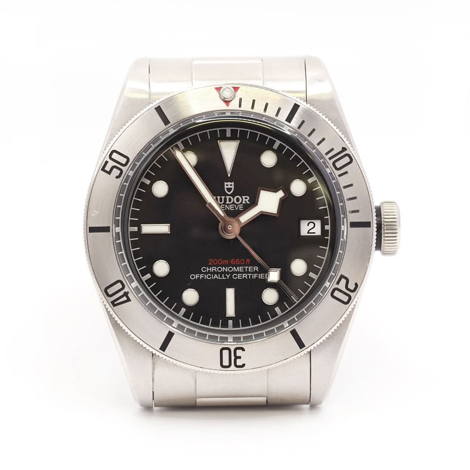 Tudor Black Bay Stainless Steel Diver's Watch with black dial and date window