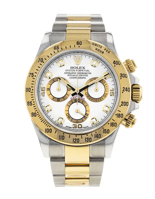 Rolex Daytona Steel and Yellow Gold Automatic Chronograph Watch with white dial