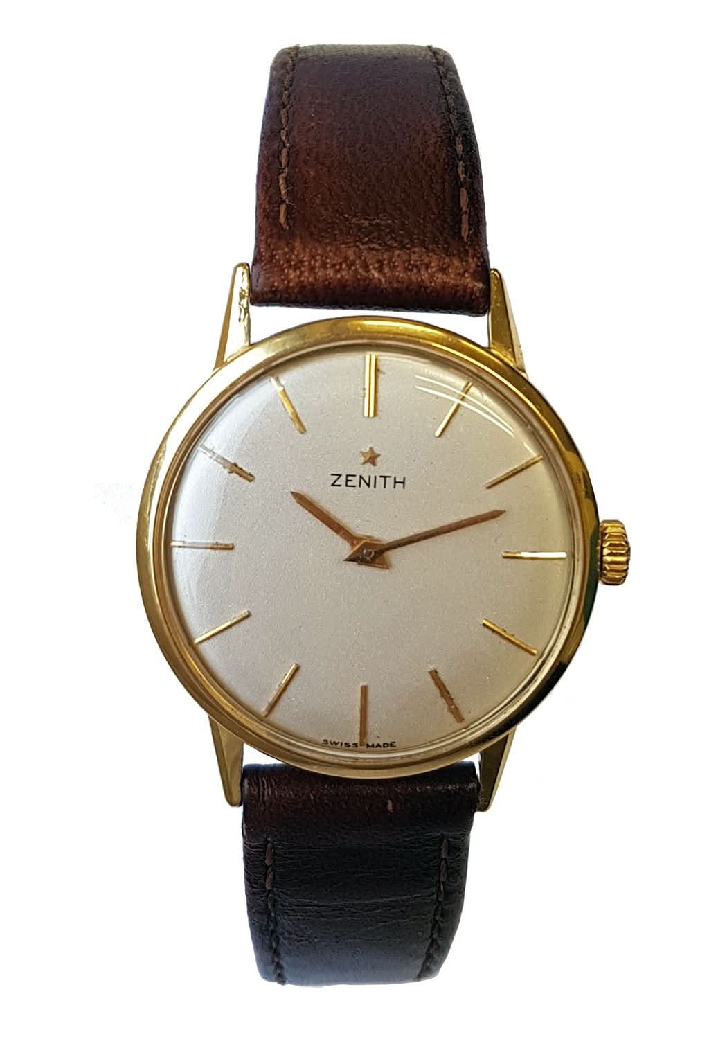 Vintage Watches Vintage Watch Zenith 18ct Gold and Silvered Dial Manual Wind Vintage Watch