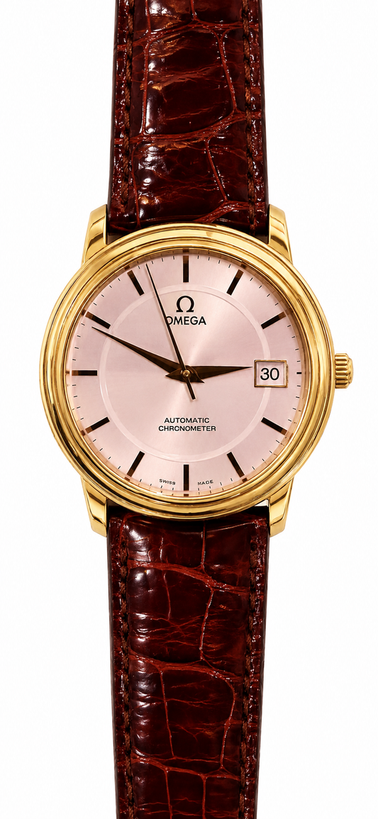 Omega DeVille 18ct Yellow Gold Automatic with Omega Strap and Gold Plated Omega Buckle