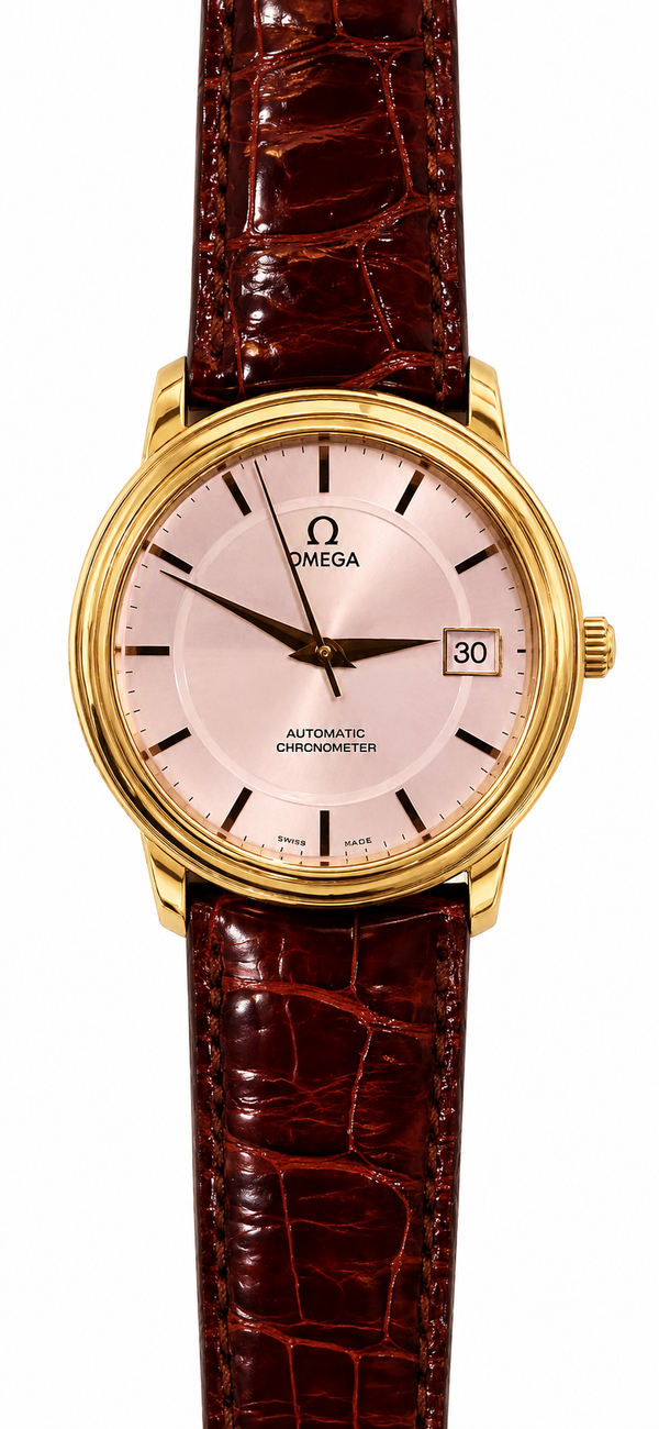 Omega DeVille 18ct Yellow Gold Automatic with Omega Strap and Gold Plated Omega Buckle