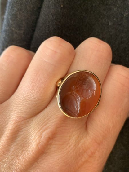 Victorian 19th Century Carved Intaglio Carnelian Ring