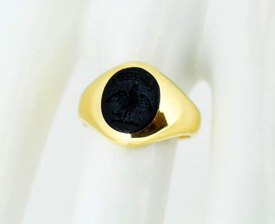Victorian Onyx Seal Ring, 18ct Yellow Gold, England, Circa 1880's