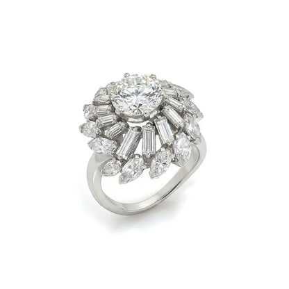 18 Carat White Gold Diamond Cluster Engagement Ring With 2.50 Carat Centre Diamond
