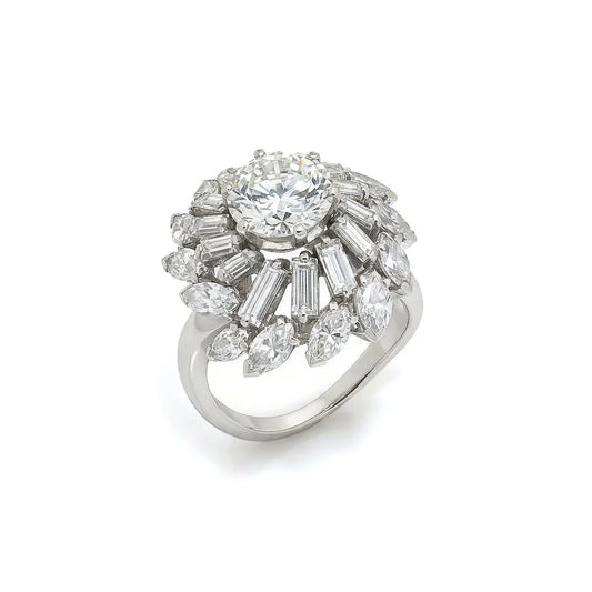 18 Carat White Gold Diamond Cluster Engagement Ring With 2.50 Carat Centre Diamond