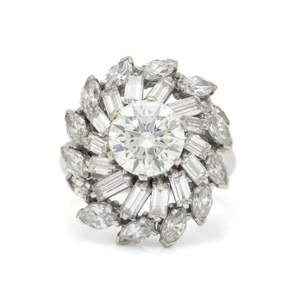 18 Carat White Gold Diamond Cluster Engagement Ring With 2.50 Carat Centre Diamond