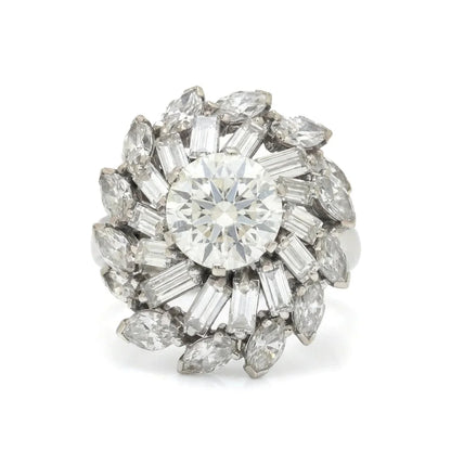 18 Carat White Gold Diamond Cluster Engagement Ring With 2.50 Carat Centre Diamond