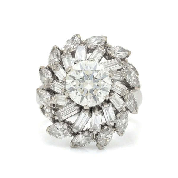 18 Carat White Gold Diamond Cluster Engagement Ring With 2.50 Carat Centre Diamond